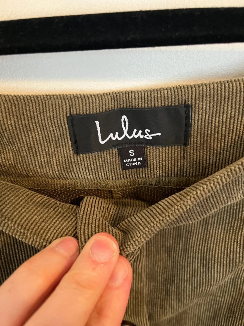 Lulu's Olive Green Button-Front Corduroy Flounce Skirt - Picture 2 of 3